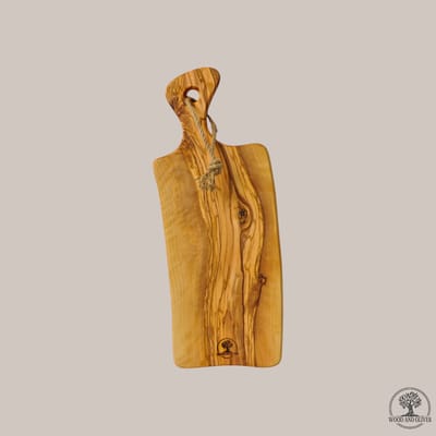 Wood and Olives - Houten Snijplank met Handvat - Olijfhout - Handgemaakt - 16x45 cm