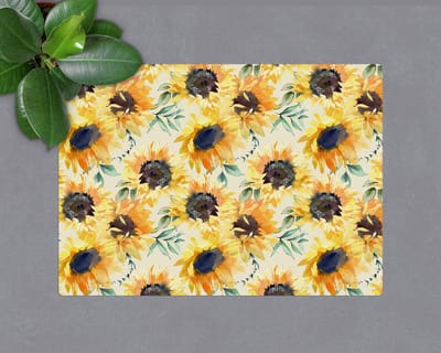 Coloray Vloerbeschermer - Gouden zonnebloemen Vloerbeschermer Bureaustoel - 100x70 cm - Geel Bureaustoelmat - Vloerbeschermer Vinyl - Mótif Bureaustoelmat - Rechthoekige Mat - Natuur Thema