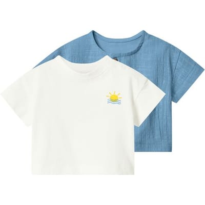 lupilu Set van 2 baby T-shirts (Wit, 50/56)