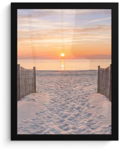 Poster in lijst - Fotolijst 30x40 cm - Posters - Zonsondergang - Strand - Zand - Posterlijst zwart - Decoratie - Wanddecoratie woonkamer - Muurdecoratie slaapkamer