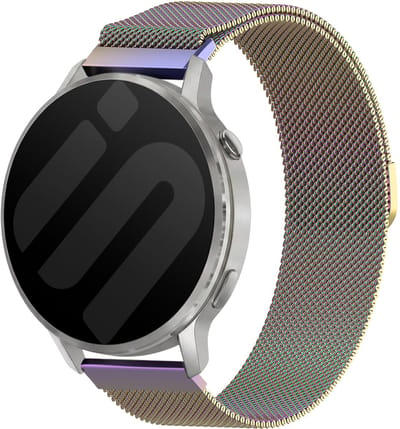 Strap-it 22mm Milanese band - Universeel 22mm geschikt voor Garmin Vivoactive 4 / Garmin Venu 4 - 45mm / Garmin Venu 3 / Garmin Venu 2 / Garmin Forerunner 570 - 47mm / Garmin Forerunner 265 / Garmin Forerunner 255 - Regenboog