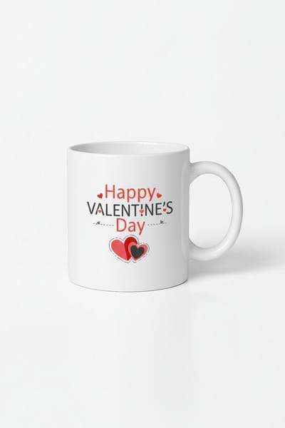 Valentijnsdag Mok 'Happy Valentine's Day' met Liefdeshartjes | Romantisch Cadeau