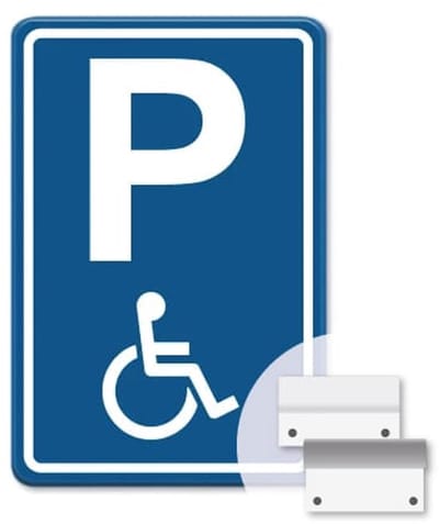 Parkeerbord Mindervaliden - blauw - Weerbestendig Aluminium - 40x60 cm - Bevestiging: Met muur-/ wandmontage beugels