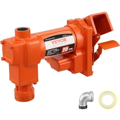 VEVOR brandstoftransportpomp, 12 V, 75,7 l/min, 1/4 pk, hoge-stroom extractorpomp en brandstofcollectorontwerp voor benzine, diesel, kerosine, biodiesel, ethanol en methanolmengsels