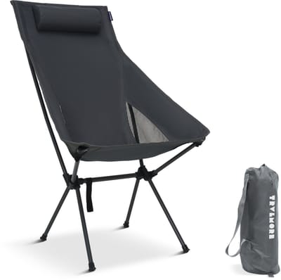 TRVLMORE Campingstoel - Opvouwbaar - 120KG Draagvermogen - Incl. Draagtas - Klapstoel - Visstoel - Kampeerstoel - Vouwstoel - Grijs