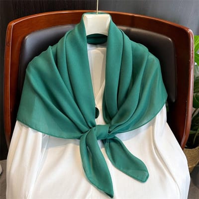Foulard Rétro Uni Coton Lin Grande Taille Carré Soie Fine Protection Solaire Châle Décoration Polyvalent Foulard Uni One Size blue