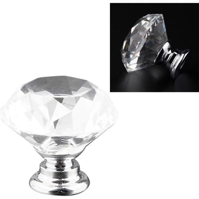 20 PCS Boutons de Tiroir Alliage Anti-Oxydation Forme Cristal Poignée d'Armoire pour Placard Maison Transparent 30mm 30mm/1.18in