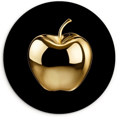 WallCircle® Wandcirkel 30x30 cm - Muurcirkel Appel - Goud - Chrome - Zwart - Muurdecoratie woonkamer - Wanddecoratie keuken - Kamer decoratie accessoires - Ronde schilderijen