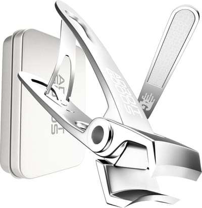 AdroitGoods Nagelknipper Set - Nageltang - Nagelschaar - Kalknagels - Teennagel - Pedicure - Incl. Nagelvijl - Grijs