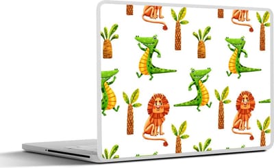 Laptop sticker - 15.6 inch - Jungle - Leeuw - Krokodil - 36x27,5cm - Laptopstickers - Laptop skin - Cover