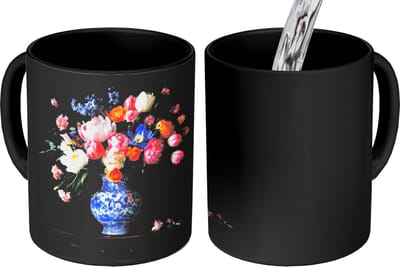 Magische Mok - Foto op Warmte Mokken - Koffiemok - Rozen - Bloemen - Vaas - Boeket - Magic Mok - Beker - 350 ML - Theemok