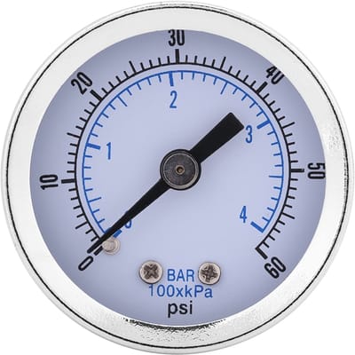 Dailygoods- Manometer 40mm Diameter - Drukmeter 0-60psi/0-4bar - Waterdrukmeter - Pneumatische/Hydraulische Meter - Draagbaar - Goede Kwaliteit