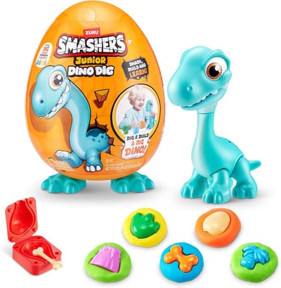 Dino Ei - Peuterspeelgoed Bouwen - Zintuiglijk Spelen - 18 Verrassingen - 21 cm - Brontosaurus