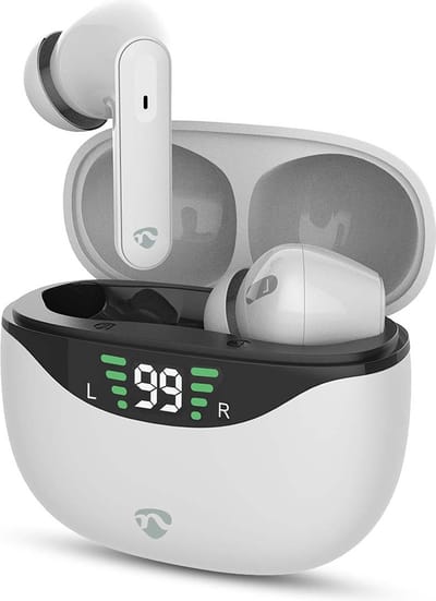 Nedis Volledig Draadloze Oordopjes - ANC (Active Noise Cancelling) - Bluetooth - Batterij 1 werkingstijd standaard verbruik: 1800 min - Aanraakbediening - Charging case - Draadloze oplaadcase