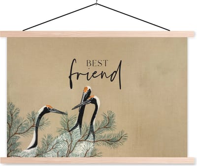 Posterhanger incl. Poster 90x60 cm - Schoolplaat - Best friend - Quotes - Spreuken - Vriendschap - Beste vrienden - Textielposter - Blanke latten