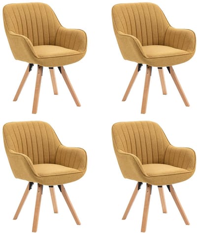 Meubles Cosy Draaibare eetkamerstoelen - Set van 4 Stoffen zitting 360° draaifunctie - Geel