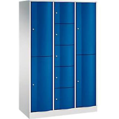 C+P combikast Resisto, 3 afdelingen, 9 vakken, B 1148 x D 540 x H 1950 mm,  lichtgrijs/gentiaanblauw