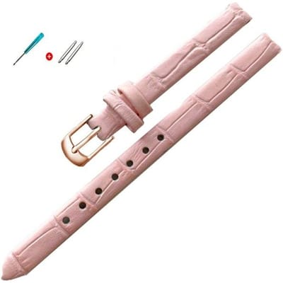 8mm 10mm Dames Meisjes Slanke Lederen Band Kwaliteit Horloge Accessoires Riem Slub Horlogeband Rose Gouden Pin Gesp 16mm gray