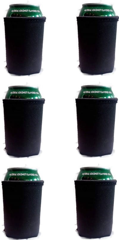 EIZOOK 6 stuks bier - frisdrank blik koelhoud hoesje in ZWART | bierblik hoesjes | Festival | Vakantie | Strand | Carnaval