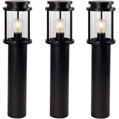 KS Verlichting 3 tuinlampen - Sydney terraslamp - E27 - strak design - 60cm - Zwart