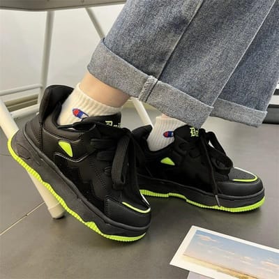 Student Hoge Sneakers Sportschoenen Damesschoenen Casual Schoenen Lente Nieuw Velvet Veelzijdige Platform Witte Schoenen 40 zwart