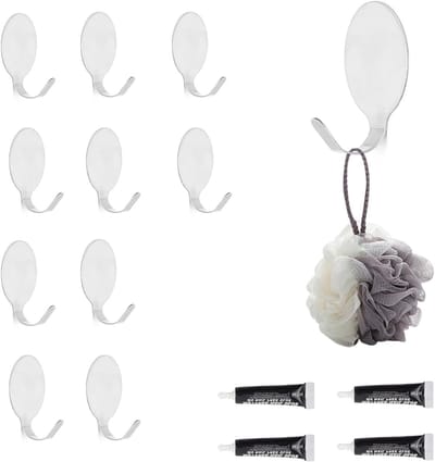 Set van 10 Zelfklevende Haakjes voor Wand, Ideaal voor Handdoeken, Badkamer en Woonkamer, Geen Boren Nodig