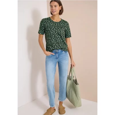 Shirt met ronde hals en palmopdruk