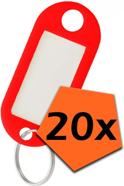 Sleutelhanger Bagagelabel Gekleurde Sleutellabels Sleutelhangers Naamlabel Rood - 20x