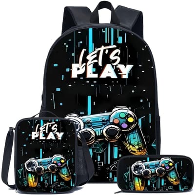 Klassiek Populair Nieuwigheid Grappige game controller 3D Print 3 stuks/Set leerling Schooltassen Laptop Dagrugzak Rugzak Lunchtas Etui