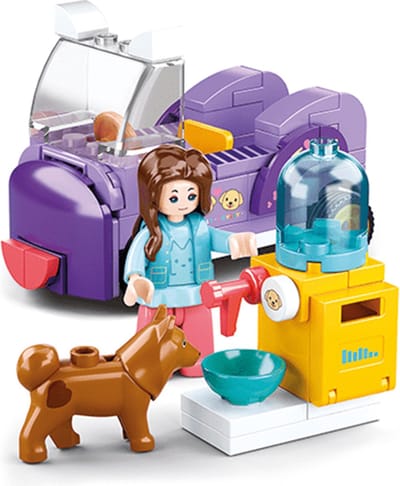 Sluban Girls Dream Dog Feeding Area bouwspeelgoed kinderen vanaf 6 jaar – Constructiespeelgoed modelbouw dieren speelset – bouwdoos met 91 bouwstenen en 1 minifiguur – M38-B0970F