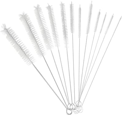 10 stuks rietjesborstelset, flessenborstel, radiatorborstel, rietje, reinigingsborstel voor reageerbuisjes, theepot, mondstuk, drinkrietjes
