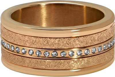 Quiges Dames Stapelring Set RVS Zirkonia Rosé Verguld - Maat 18 - Hoogte 6mm - SRS013R18