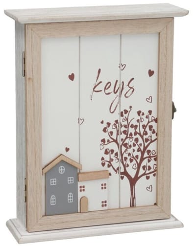 Gerimport Sleutelkast - hout - met print - home decoratie - L27 x B21 cm