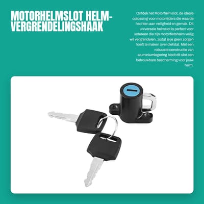 Dailygoods- Motorhelmslot Aluminiumlegering - Universeel - Helm-vergrendelingshaak - 2 Sleutels - 42 x 34 mm - Eenvoudige installatie - Helmslot