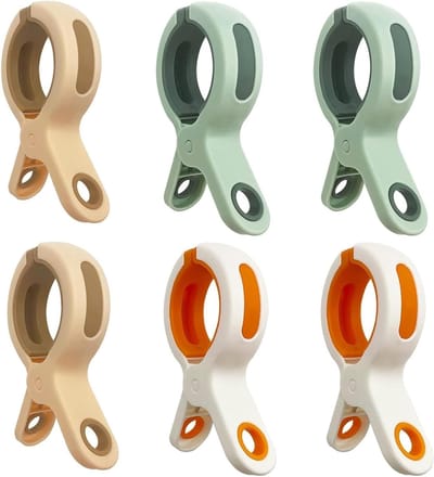 Set van 6 Grote Kledingknijpers - Sterke Clips voor Strandhanddoeken, Waslijn en Ligbedden in 3 Kleuren