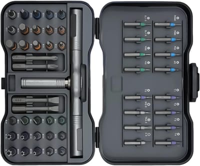 Magnetische ratelset - Multitool Schroevendraaier - Klus Klussen - 50-delig Bitassortiment - 16 x 9.3 x 3.6 cm - Grijs