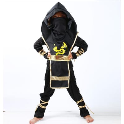 4-13Y Kinder Draak Ninja Cosplay Kostuum Carnavalsfeest Jongen Meisje Krijger Onzichtbare Krijger Moordenaar Verkleedkostuum M(110-120CM) black