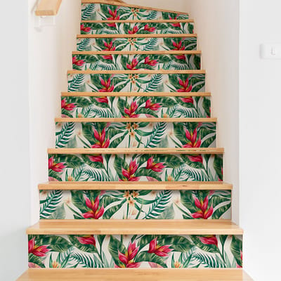 Zelfklevende stickers voor traptreden en stootborden - TROPICALE SANTA BRIGIDA - 2 stroken van 12,5 x 87,5 cm