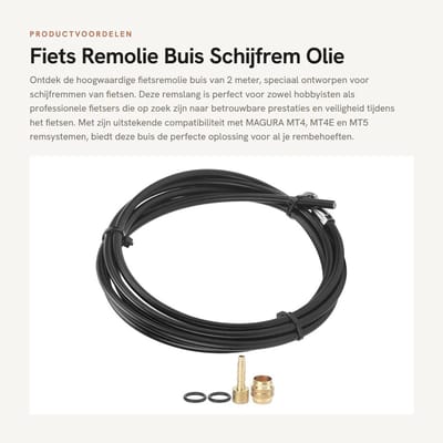 Dailygoods- Remolie Buis 2M - Fietsremleiding - Fietsschijfremolieslang - Rubber - Compatibel met MAGURA MT4/MT4E/MT5 - Hoge kwaliteit - Remleiding