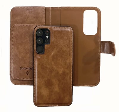 Casemania - Book case 2 -1 geschikt voor Samsung S25 Ultra hoesje – Bruin