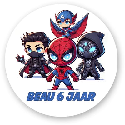 25x Traktatie Stickers Met Naam en Leeftijd - Superhelden - Gepersonaliseerd - Sluitstickers - Kinderfeest Traktatie - Uitdelen - Uitdeeltraktatie - Wensetiket - Rond - 40mm - Pimp Studio