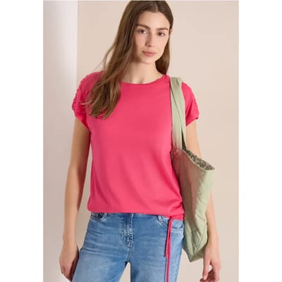 Shirt met korte mouwen en rimpels