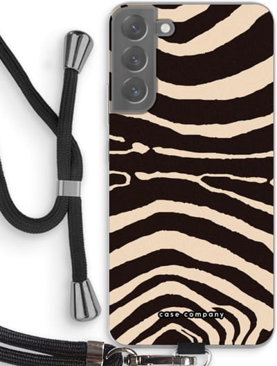 Case Company® - Hoesje met koord geschikt voor Samsung Galaxy S22 Plus hoesje met Koord - Arizona Zebra - Telefoonhoesje met Zwart Koord - Bescherming aan alle Kanten en Over de Schermrand