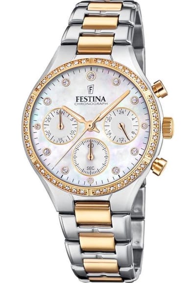 Festina F20402/1 Boyfriend Chronograaf - Polshorloge - Staal - Bi color - Ø 36mm