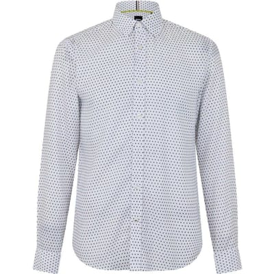 Boss Heren Polka Dot Regular Overhemd met Lange Mouwen (Helder groen)