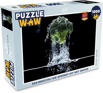 Puzzel Een broccoli die springt uit het water - Legpuzzel - Puzzel 1000 stukjes volwassenen