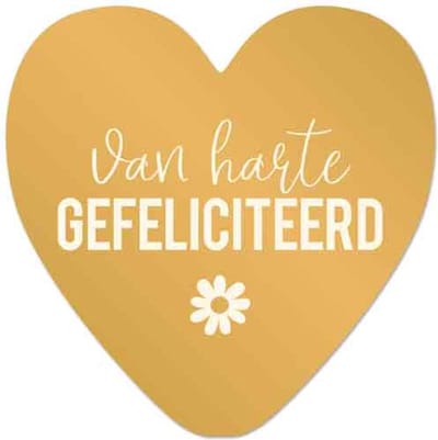 Wenskaart - van harte gefeliciteerd - hart van goud - felicitatie - lief - wenskaart met standaard - artige - XL kaart