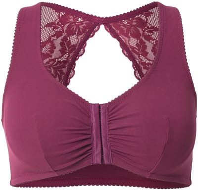 Ulla Popken - Dames - Bustier kanten achterkant voorsluiting zonder beugels - Donker bes - Maat 95D