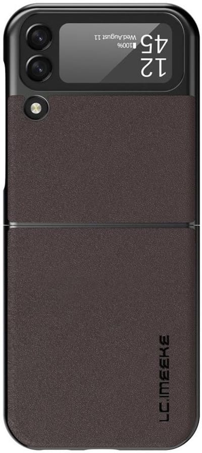 LC.IMEEKE Hoesje Kunstleer Back Cover Bruin Geschikt voor Samsung Galaxy Z Flip 4