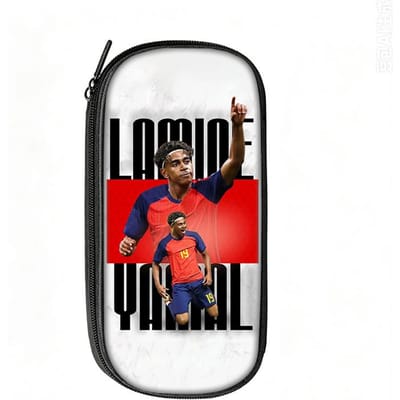 Voetbalster Pennenbak L-Lamin Yamal Patroon Leer Potlooddoos Beste Cadeau Make-up Tas Student Reis Voetbal Sport Potloodzakje